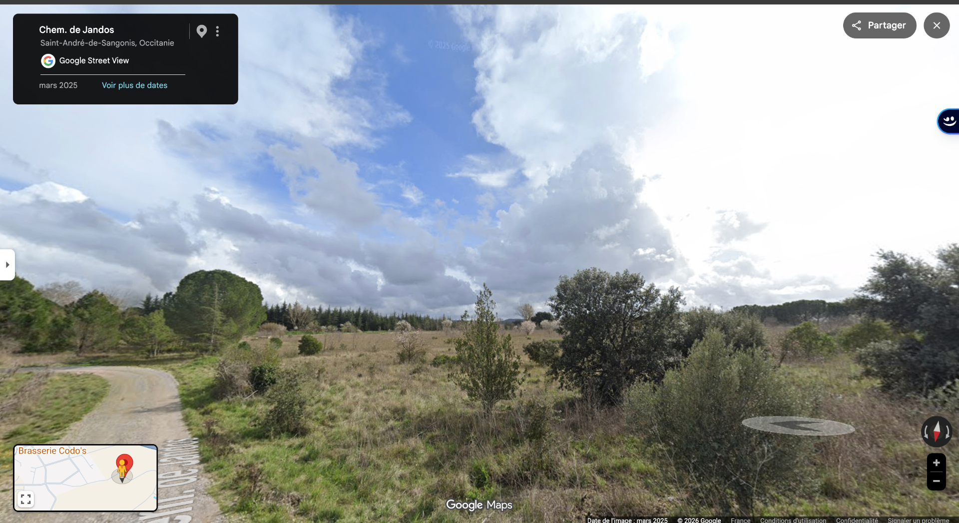 Vue depuis le chemin de Jandos, abords du site pilote Materrea à Saint-André-de-Sangonis